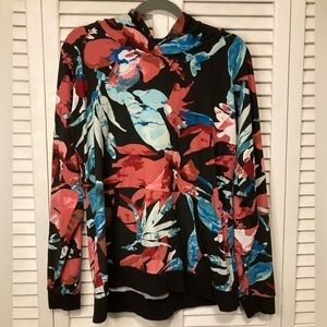 Lildy Super Soft Pink And Black Floral Hoodie Size Large